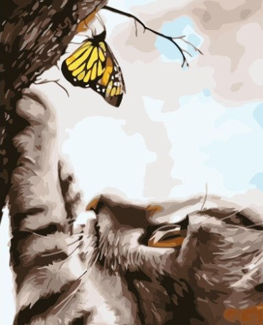 Paint By Numbers Cat And Butterfly 40x50