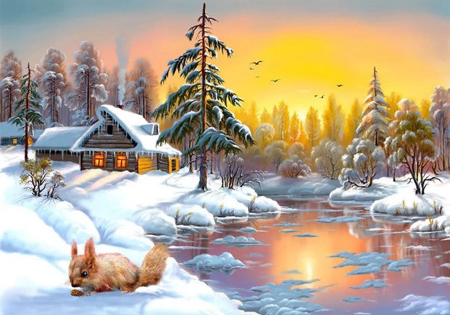 Diamond Painting Ekorre Vinterlandskap*