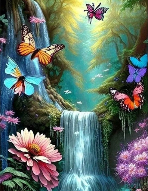 Diamond Painting Butterflies Waterfall*