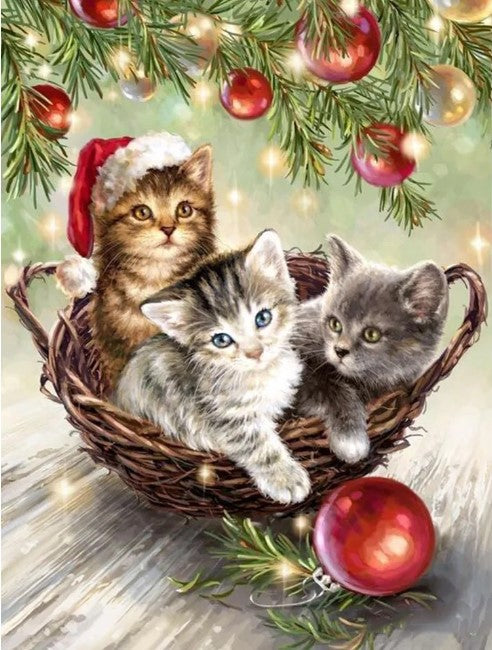 Diamond Painting Christmas Kittens*