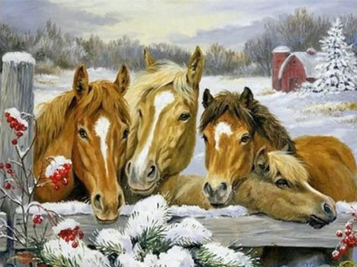 Diamond Painting Hästar Vinterhage*