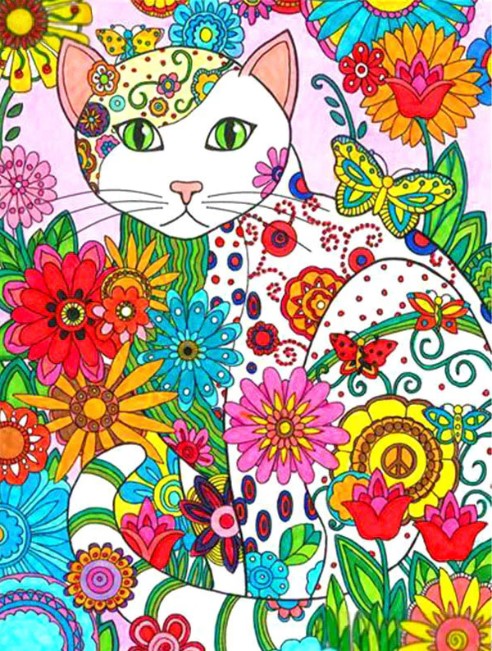 Diamond Painting AB Drills Flower Cat*