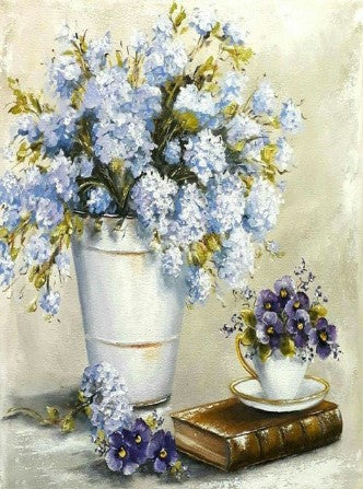 Diamond Painting Blå Blomster*
