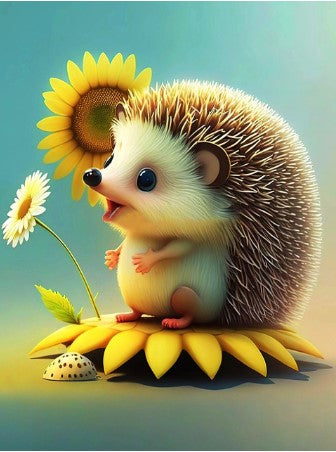 Diamond Painting Hedgehog Sunflower*
