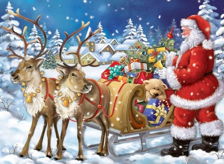 Diamond Painting Tomte Med Renar*