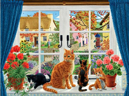 Diamond Painting Katter I Fönster*