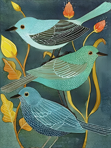 Diamond Painting Abstract Birds*
