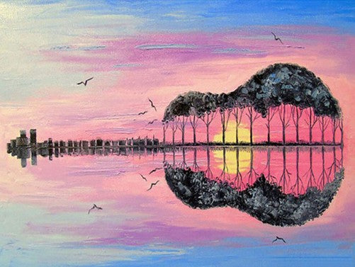 Diamond Painting Guitar Reflection*
