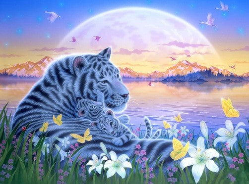Diamond Painting Vita Tigrar*