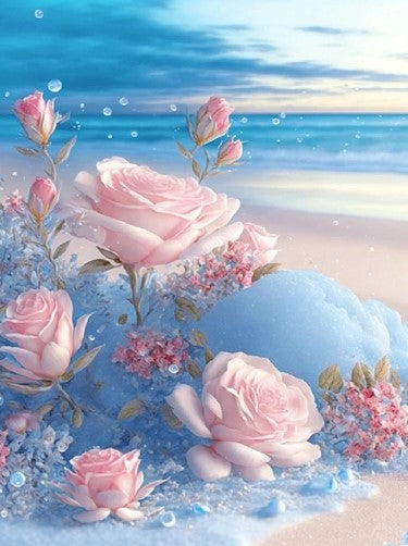 Diamond Painting Rosa Strandrosor*