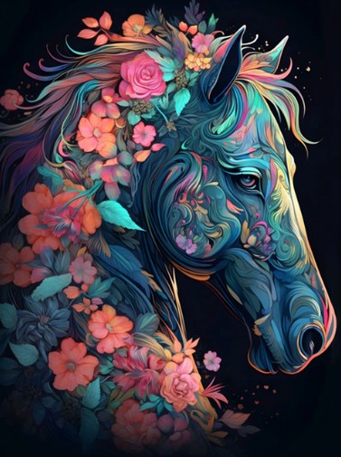Diamond Painting Horse Flowers*