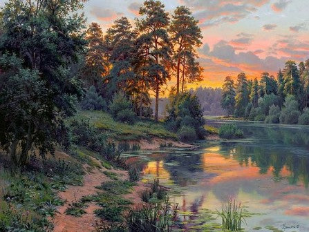 Diamond Painting Solnedgång Över Sjön*