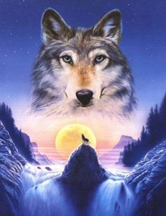 Diamond Painting AB Drills Wolf Landscape*