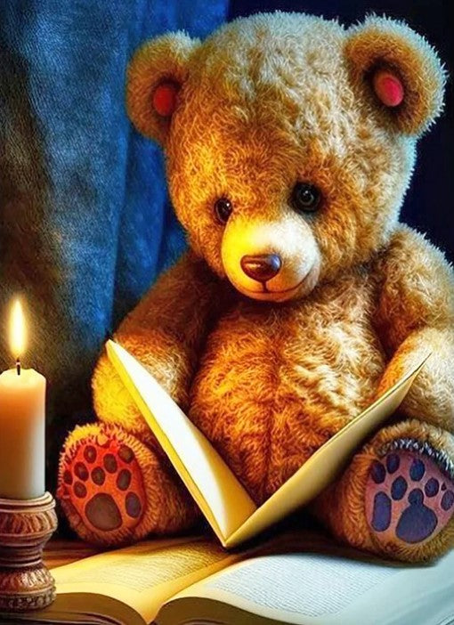 Diamond Painting Nalle Med Bok*
