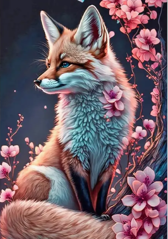 Diamond Painting Fox And Flowers*