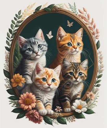 Diamond Painting Kattungar I Ram*