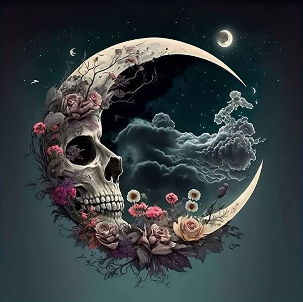 Diamond Painting Skull Moon*