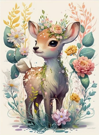 Diamond Painting Deer And Flowers*
