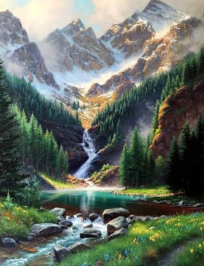 Diamond Painting Vattenfall Berg*