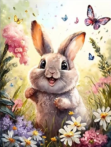 Diamond Painting Kanin Sommarblommor*