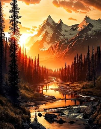 Diamond Painting Mountain Sunset*