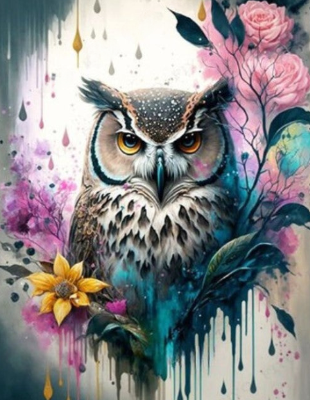 Diamond Painting Flower Owl*