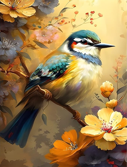 Diamond Painting Fågel Blomsterkvist*