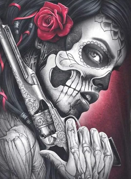 Diamond Painting Mexican Skull Gun*