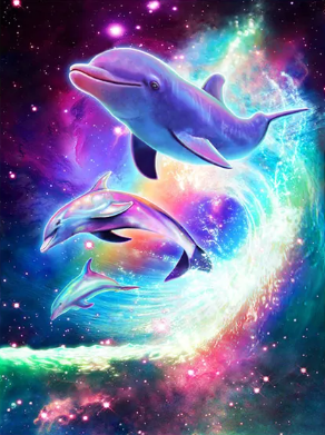 Diamond Painting AB Drills Universe Dolphins*