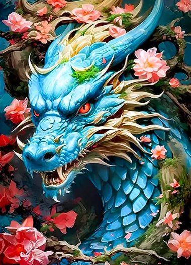 Diamond Painting AB Drills Blue Dragon*