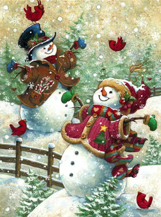 Diamond Painting AB Drills Snögubbar Fågellek*