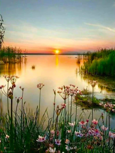 Diamond Painting Sunset Lake*