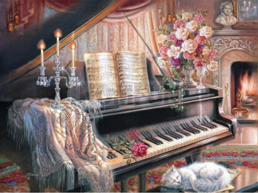 Diamond Painting Cat And Piano*