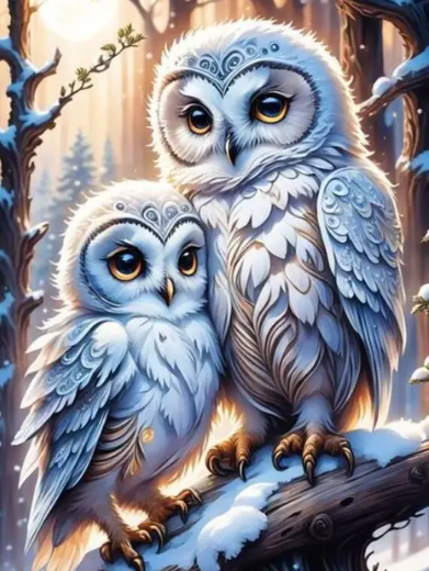 Diamond Painting Snow Owls*
