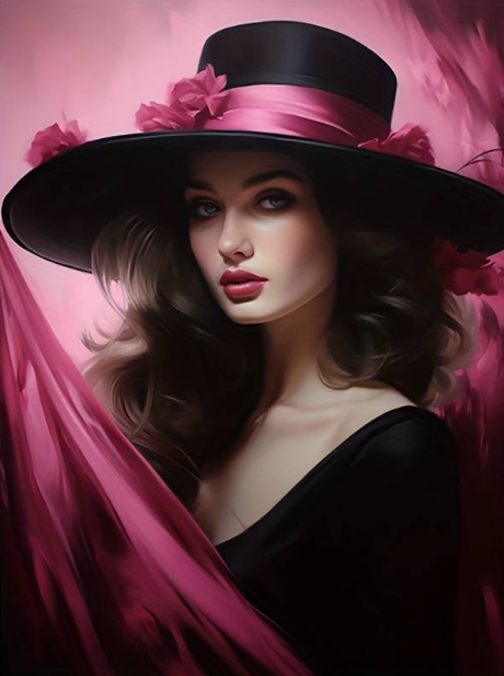 Diamond Painting Beauty With Hat*