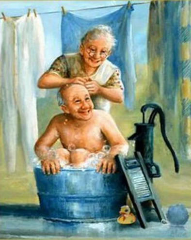 Diamond Painting Eldery Couple Bath*