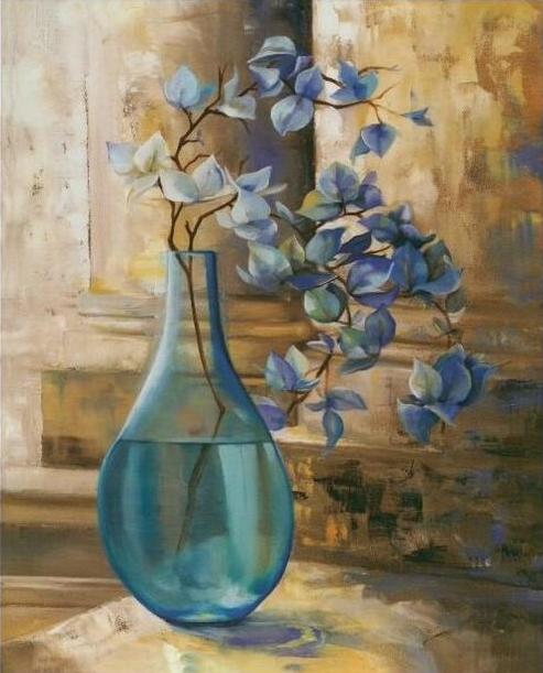 Diamond Painting Blå Blommor*
