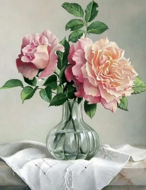 Diamond Painting Blommor I Glasvas*