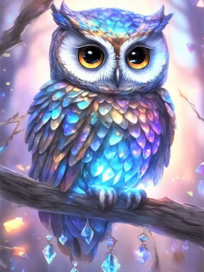 Diamond Painting AB Drills Owl Chrystals*