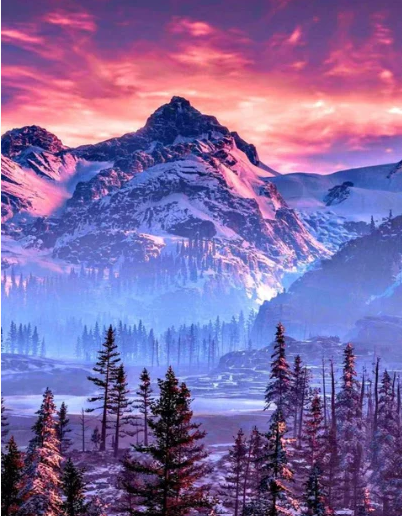 Diamond Painting Mountain Sunset*