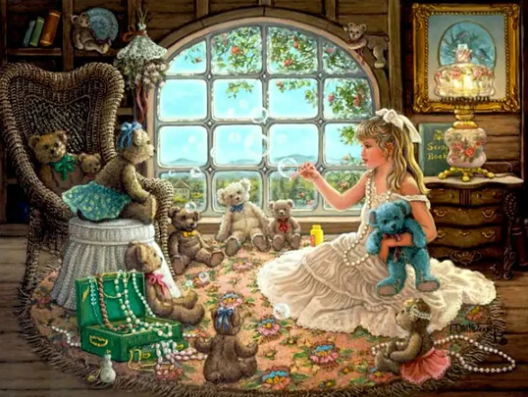 Diamond Painting Flicka Med Nallar*
