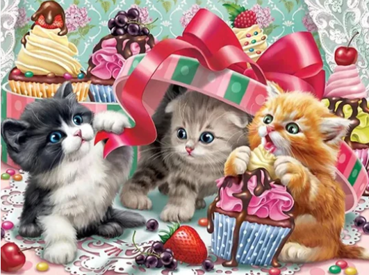 Diamond Painting Kittens And Cupcakes*