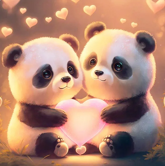 Diamond Painting Panda Love*