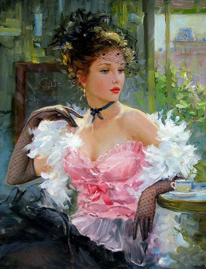 Diamond Painting Woman at cafe*