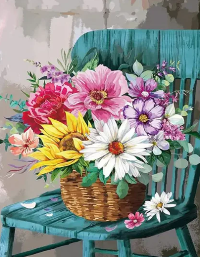 Diamond Painting Blombukett På Stol*