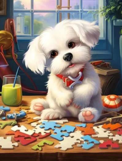 Diamond Painting Dog With Puzzle*