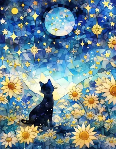 Diamond Painting Katt På Äng*
