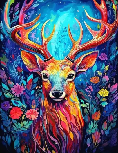 Diamond Painting Deer Flowers*