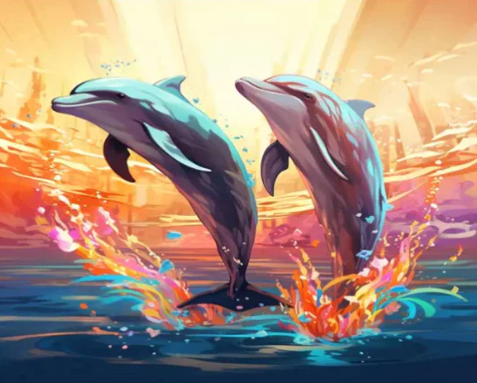 Diamond Painting AB Delfiner*