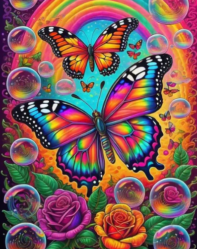 Diamond Painting AB Drill Butterflies Bubbles*